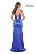 La Femme 32180 Lace Top High Slit Lace-Up Dress