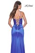 La Femme 32180 Lace Top High Slit Lace-Up Dress