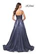 La Femme 32185 Floral Appliques Ruched Corset Dress