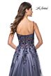 La Femme 32185 Floral Appliques Ruched Corset Dress