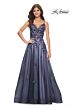 La Femme 32185 Floral Appliques Ruched Corset Dress