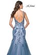La Femme 32192 Floral Appliques Bare Back Trumpet Dress