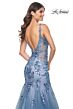 La Femme 32192 Floral Appliques Bare Back Trumpet Dress