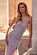 La Femme 32197 Strapless Sweetheart Neckline Floral Dress