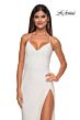 La Femme 32203 Lace-Up Back High Slit Glitter Dress