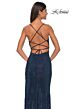 La Femme 32203 Lace-Up Back High Slit Glitter Dress