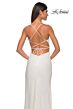 La Femme 32203 Lace-Up Back High Slit Glitter Dress