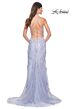 La Femme 32205 Plunging Neckline High Slit Lace Dress
