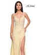La Femme 32205 Plunging Neckline High Slit Lace Dress