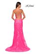 La Femme 32205 Plunging Neckline High Slit Lace Dress