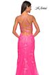 La Femme 32205 Plunging Neckline High Slit Lace Dress