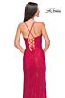 La Femme 32210 High Slit Lace-Up Back Glitter Dress