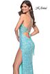 La Femme 32211 Sequin Skirt Illusion Corset Lace-Up Dress