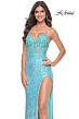 La Femme 32211 Sequin Skirt Illusion Corset Lace-Up Dress