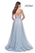 La Femme 32215 Illusion Corset Floral Glitter Dress