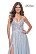 La Femme 32215 Illusion Corset Floral Glitter Dress