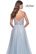 La Femme 32215 Illusion Corset Floral Glitter Dress