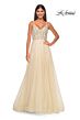 La Femme 32215 Illusion Corset Floral Glitter Dress