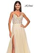 La Femme 32215 Illusion Corset Floral Glitter Dress
