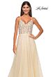 La Femme 32215 Illusion Corset Floral Glitter Dress