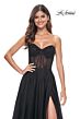La Femme 32216 Glitter Corset High Slit Strapless Dress