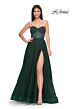 La Femme 32216 Glitter Corset High Slit Strapless Dress