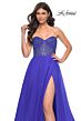 La Femme 32216 Glitter Corset High Slit Strapless Dress