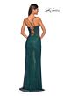 La Femme 32218 Side Slit Floral Corset Lace-Up Dress