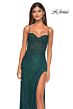 La Femme 32218 Side Slit Floral Corset Lace-Up Dress