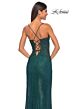 La Femme 32218 Side Slit Floral Corset Lace-Up Dress