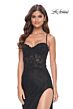 La Femme 32218 Side Slit Floral Corset Lace-Up Dress