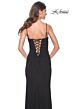 La Femme 32219 Embellished Neckline High Slit Lace-Up Dress