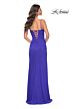 La Femme 32219 Embellished Neckline High Slit Lace-Up Dress