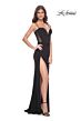 La Femme 32220 High Slit Illusion Back Corset Dress