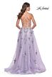 La Femme 32221 Floral Embroidery High Slit Corset Dress