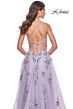 La Femme 32221 Floral Embroidery High Slit Corset Dress