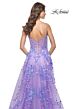 La Femme 32223 Leaf Appliques High Slit Corset Dress