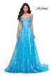 La Femme 32223 Leaf Appliques High Slit Corset Dress