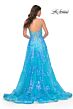 La Femme 32223 Leaf Appliques High Slit Corset Dress