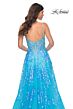 La Femme 32223 Leaf Appliques High Slit Corset Dress