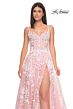 La Femme 32223 Leaf Appliques High Slit Corset Dress
