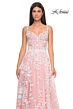 La Femme 32223 Leaf Appliques High Slit Corset Dress