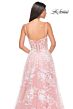 La Femme 32223 Leaf Appliques High Slit Corset Dress