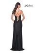 La Femme 32230 Glitter Corset Slit Skirt Lace-Up Dress