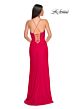 La Femme 32230 Glitter Corset Slit Skirt Lace-Up Dress