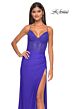La Femme 32230 Glitter Corset Slit Skirt Lace-Up Dress