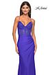 La Femme 32230 Glitter Corset Slit Skirt Lace-Up Dress