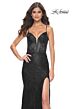 La Femme 32231 Plunging Neckline Corset Top Lace Dress