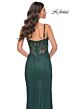 La Femme 32232 Lace Corset High Slit Glitter Dress