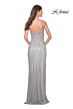 La Femme 32232 Lace Corset High Slit Glitter Dress
